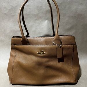 Coach Brown Leather Tote with Gold Logo Hardware